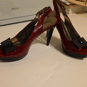 Gianni Bini Red Slingback Heels with Black Accents